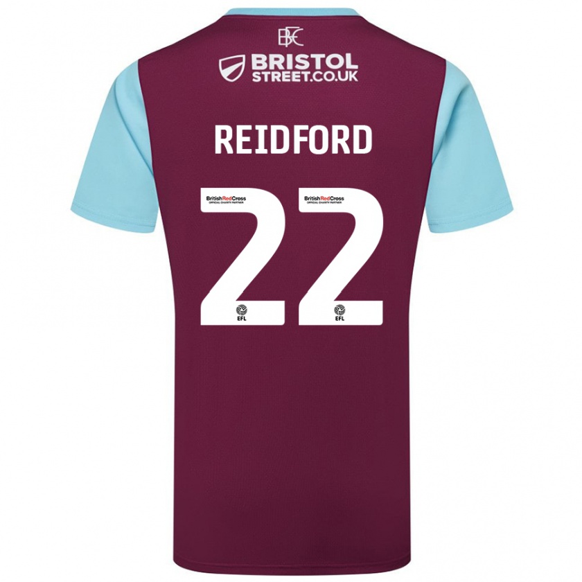 Kandiny Bambino Maglia Isabella Reidford #22 Borgogna Azzurro Kit Gara Home 2024/25 Maglietta