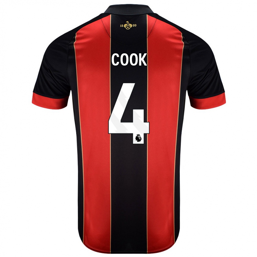 Kandiny Niño Camiseta Lewis Cook #4 Rojo Negro 1ª Equipación 2024/25 La Camisa