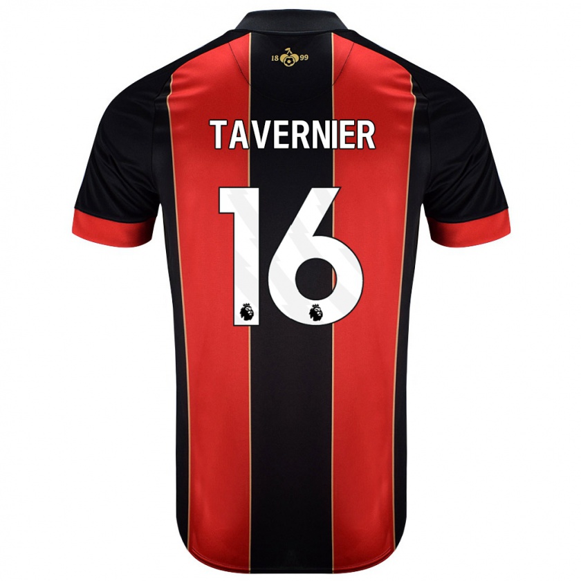 Kandiny Niño Camiseta Marcus Tavernier #16 Rojo Negro 1ª Equipación 2024/25 La Camisa