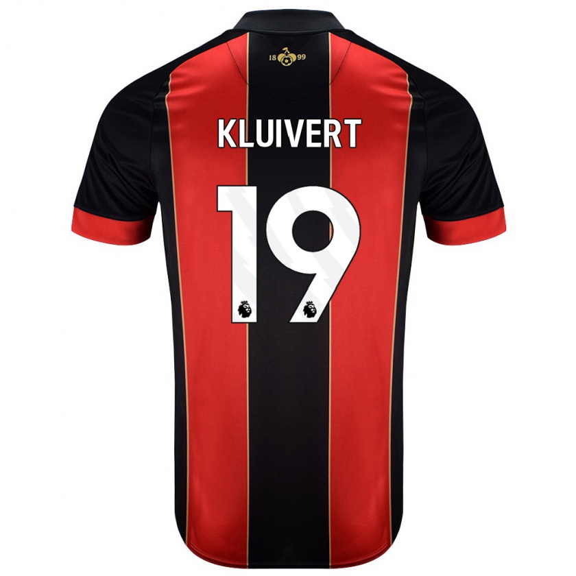 Kandiny Niño Camiseta Justin Kluivert #19 Rojo Negro 1ª Equipación 2024/25 La Camisa