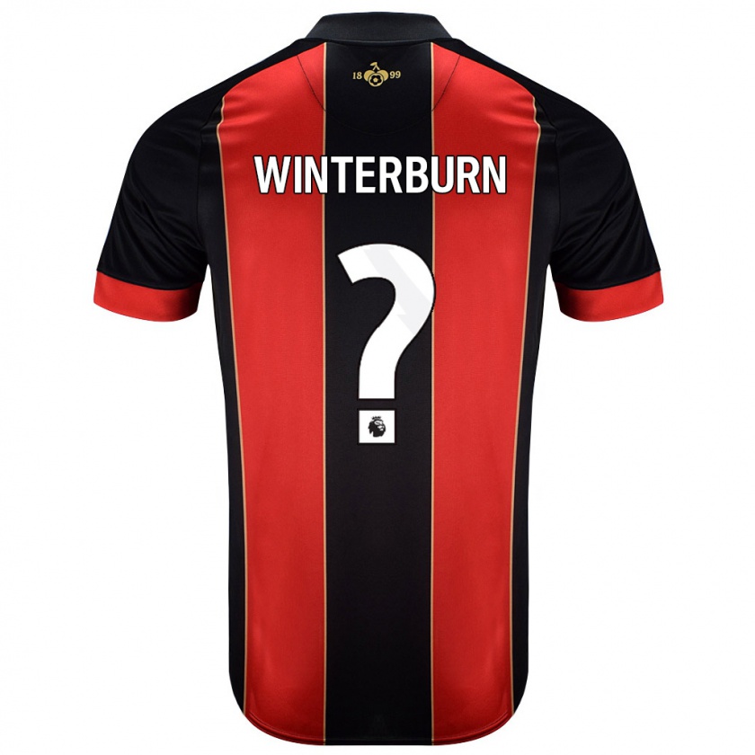 Kandiny Niño Camiseta Ben Winterburn #0 Rojo Negro 1ª Equipación 2024/25 La Camisa