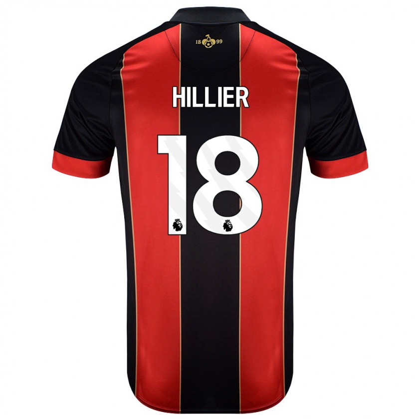 Kandiny Niño Camiseta Gemma Hillier #18 Rojo Negro 1ª Equipación 2024/25 La Camisa