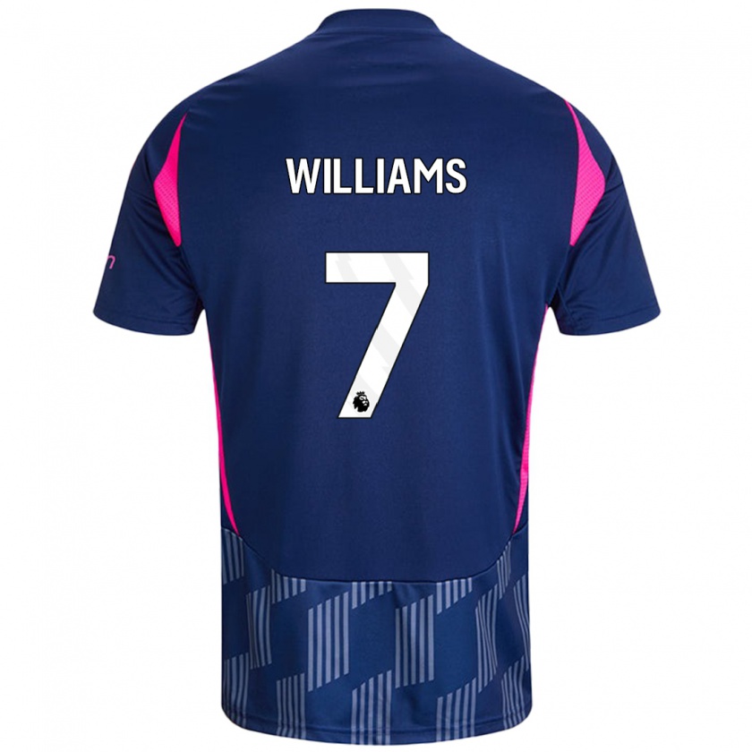 Kandiny Bambino Maglia Neco Williams #7 Blu Royal Rosa Kit Gara Away 2024/25 Maglietta