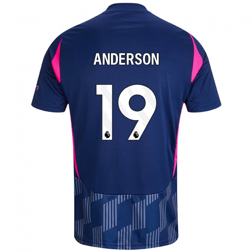 Kandiny Niño Camiseta Becky Anderson #19 Azul Real Rosa 2ª Equipación 2024/25 La Camisa México