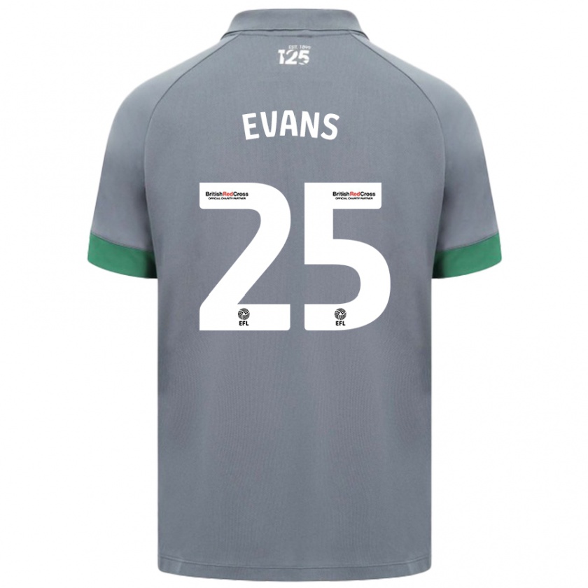 Kandiny Kinderen Kieron Evans #25 Donkergrijs Uitshirt Uittenue 2024/25 T-Shirt