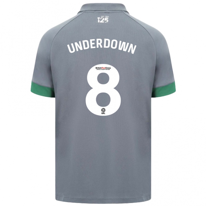 Kandiny Bambino Maglia Kanisha Underdown #8 Grigio Scuro Kit Gara Away 2024/25 Maglietta