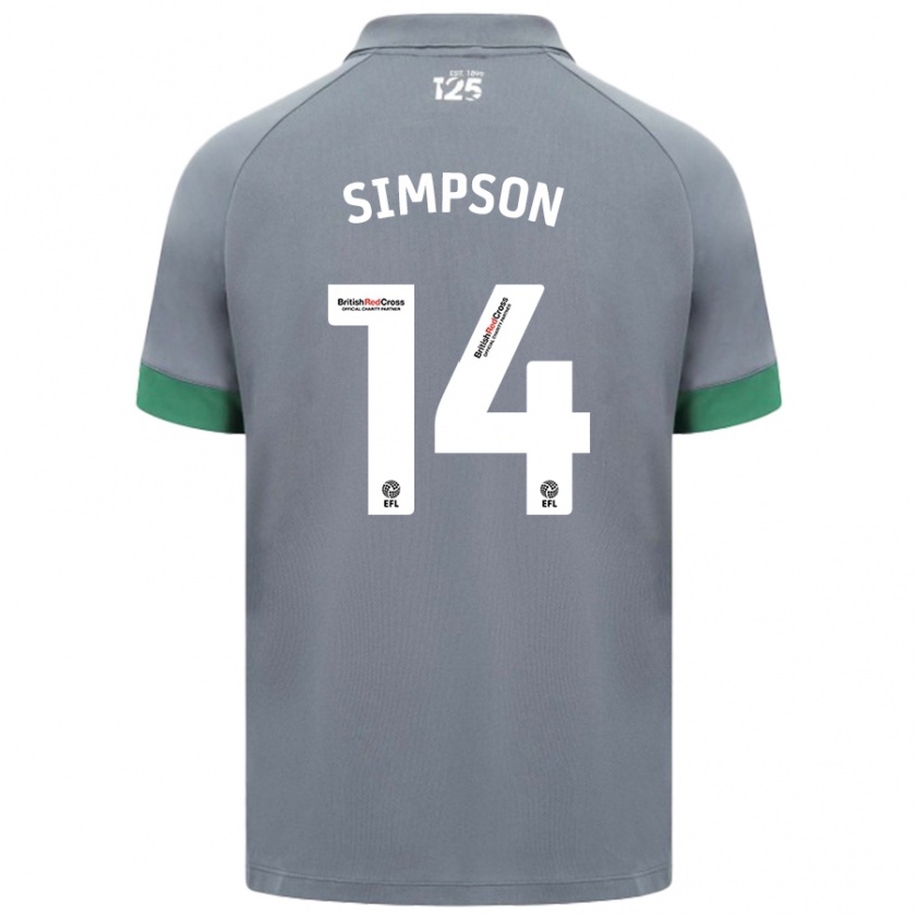 Kandiny Kinder Jasmine Simpson #14 Dunkelgrau Auswärtstrikot Trikot 2024/25 T-Shirt Österreich