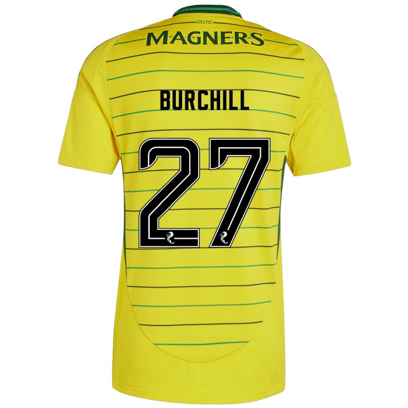 Kandiny Bambino Maglia Tiree Burchill #27 Giallo Kit Gara Away 2024/25 Maglietta