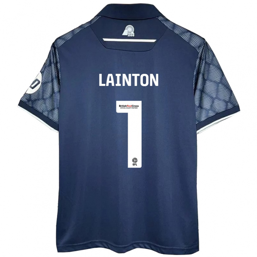 Kandiny Bambino Maglia Rob Lainton #1 Nero Kit Gara Away 2024/25 Maglietta