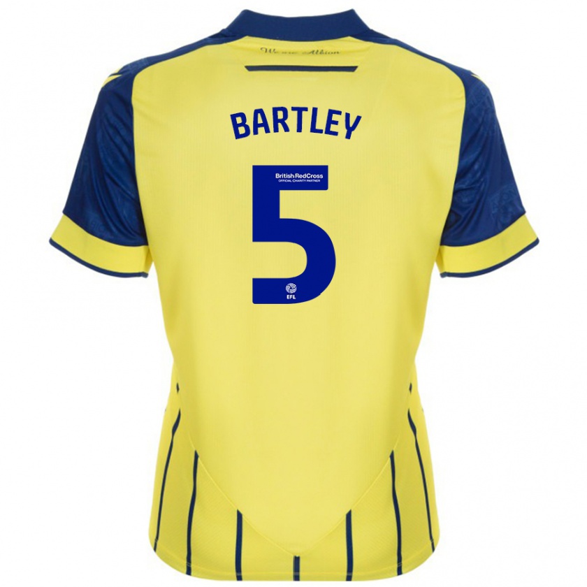 Kandiny Bambino Maglia Kyle Bartley #5 Giallo Blu Kit Gara Away 2024/25 Maglietta