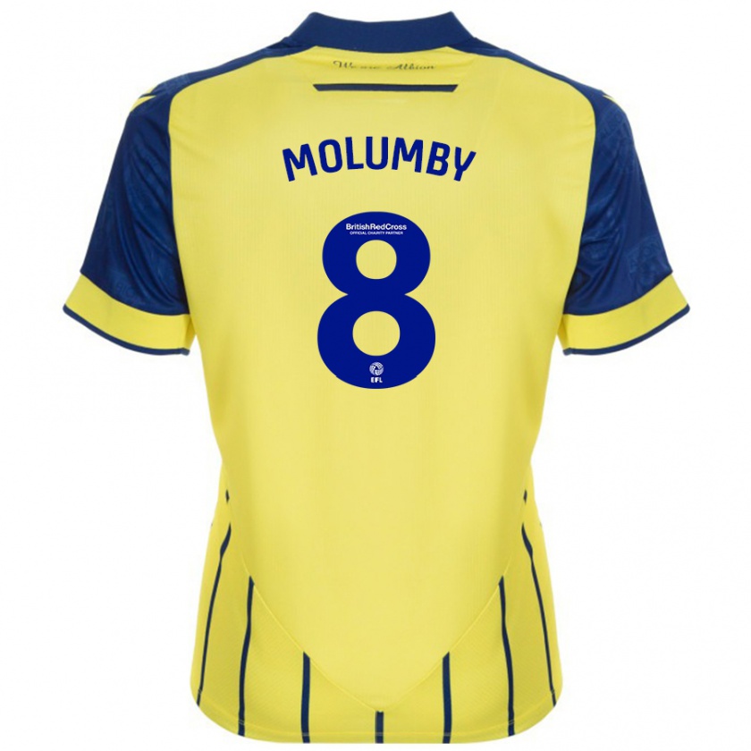 Kandiny Bambino Maglia Jayson Molumby #8 Giallo Blu Kit Gara Away 2024/25 Maglietta