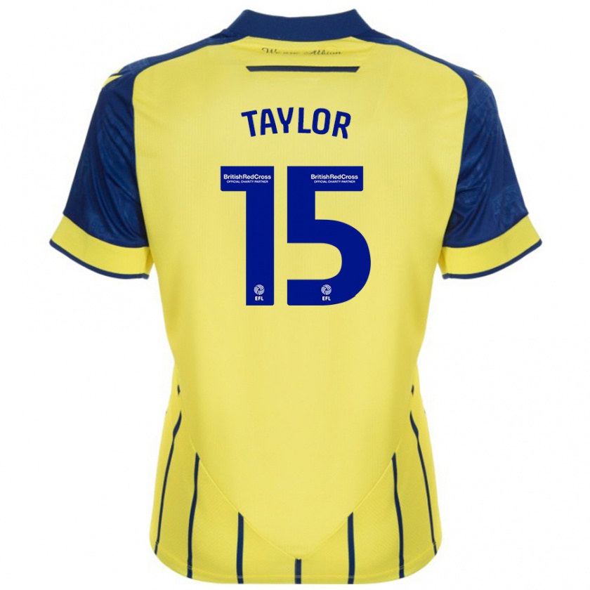 Kandiny Bambino Maglia Caleb Taylor #15 Giallo Blu Kit Gara Away 2024/25 Maglietta