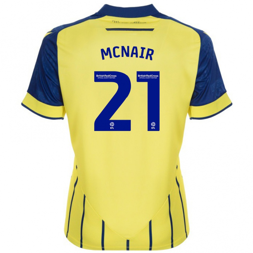 Kandiny Bambino Maglia Paddy Mcnair #21 Giallo Blu Kit Gara Away 2024/25 Maglietta