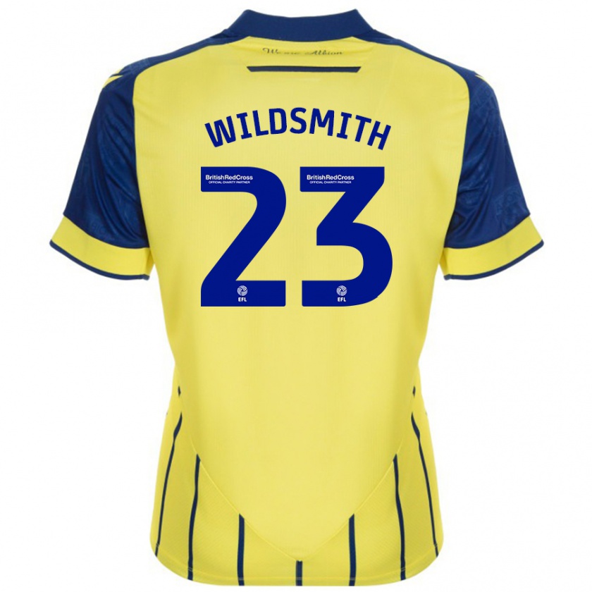 Kandiny Bambino Maglia Joe Wildsmith #23 Giallo Blu Kit Gara Away 2024/25 Maglietta