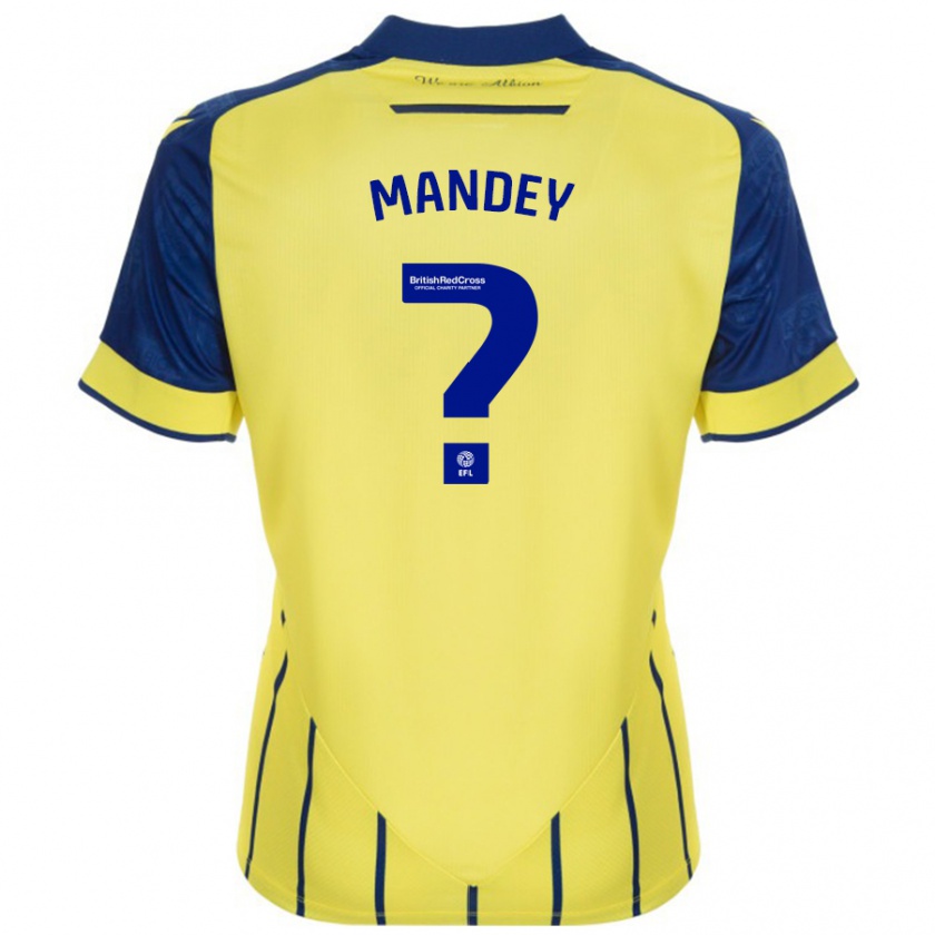 Kandiny Bambino Maglia Souleyman Mandey #0 Giallo Blu Kit Gara Away 2024/25 Maglietta