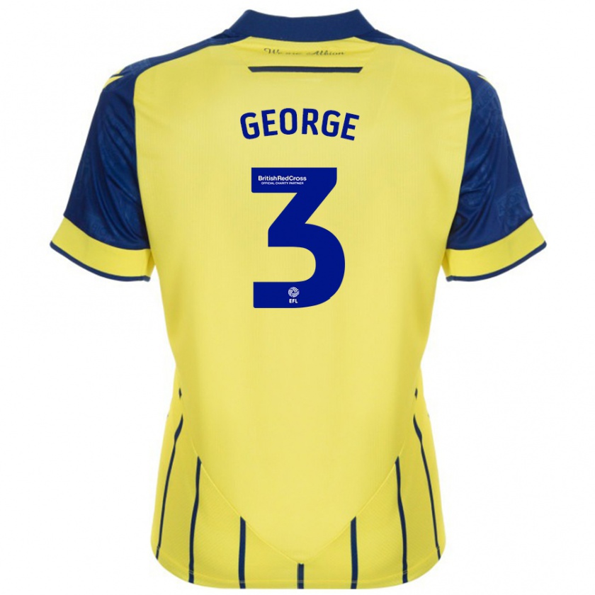 Kandiny Bambino Maglia Hannah George #3 Giallo Blu Kit Gara Away 2024/25 Maglietta