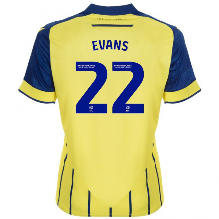 Kandiny Bambino Maglia Kate Evans #22 Giallo Blu Kit Gara Away 2024/25 Maglietta