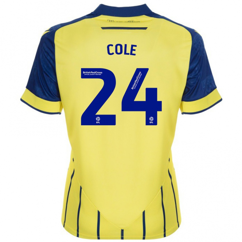 Kandiny Bambino Maglia Delphi Cole #24 Giallo Blu Kit Gara Away 2024/25 Maglietta