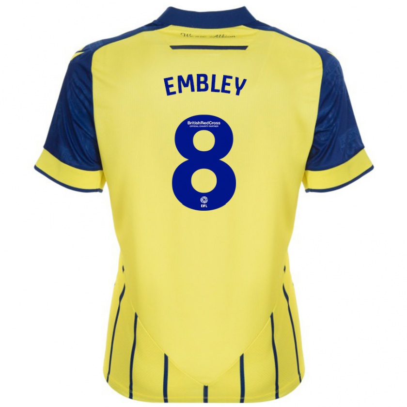 Kandiny Bambino Maglia Rosie Embley #8 Giallo Blu Kit Gara Away 2024/25 Maglietta