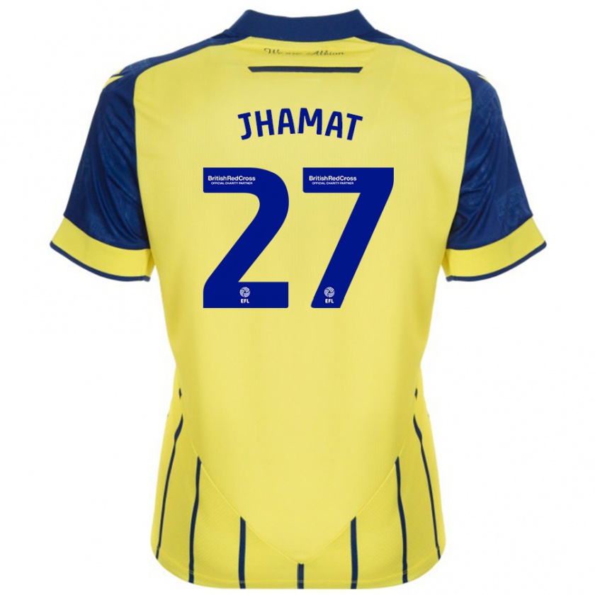 Kandiny Bambino Maglia Simran Jhamat #27 Giallo Blu Kit Gara Away 2024/25 Maglietta