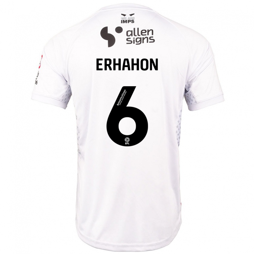 Kandiny Niño Camiseta Ethan Erhahon #6 Rojo Blanco 2ª Equipación 2024/25 La Camisa