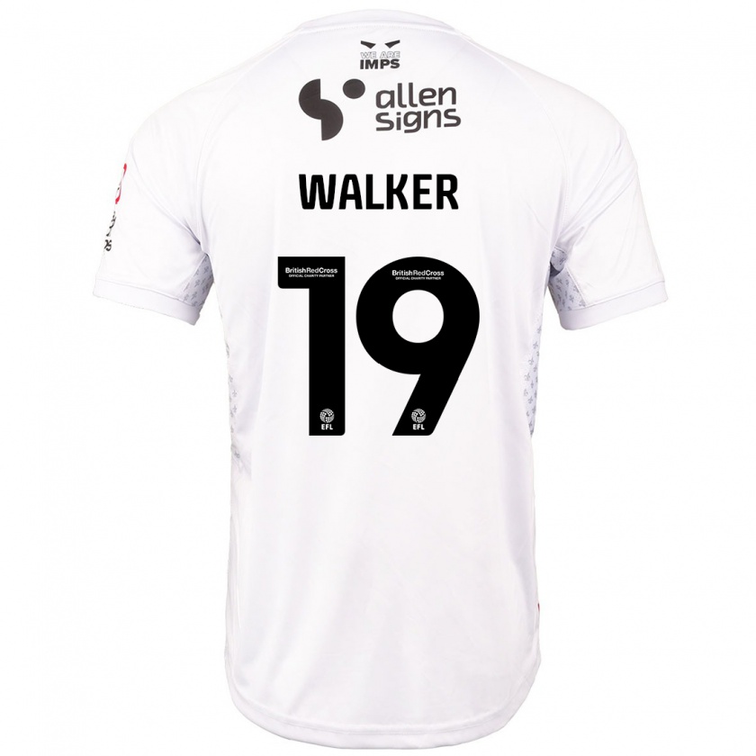 Kandiny Bambino Maglia Tyler Walker #19 Rosso Bianco Kit Gara Away 2024/25 Maglietta