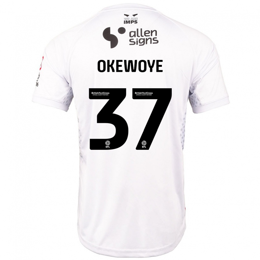 Kandiny Kinderen Gbolahan Okewoye #37 Rood Wit Uitshirt Uittenue 2024/25 T-Shirt