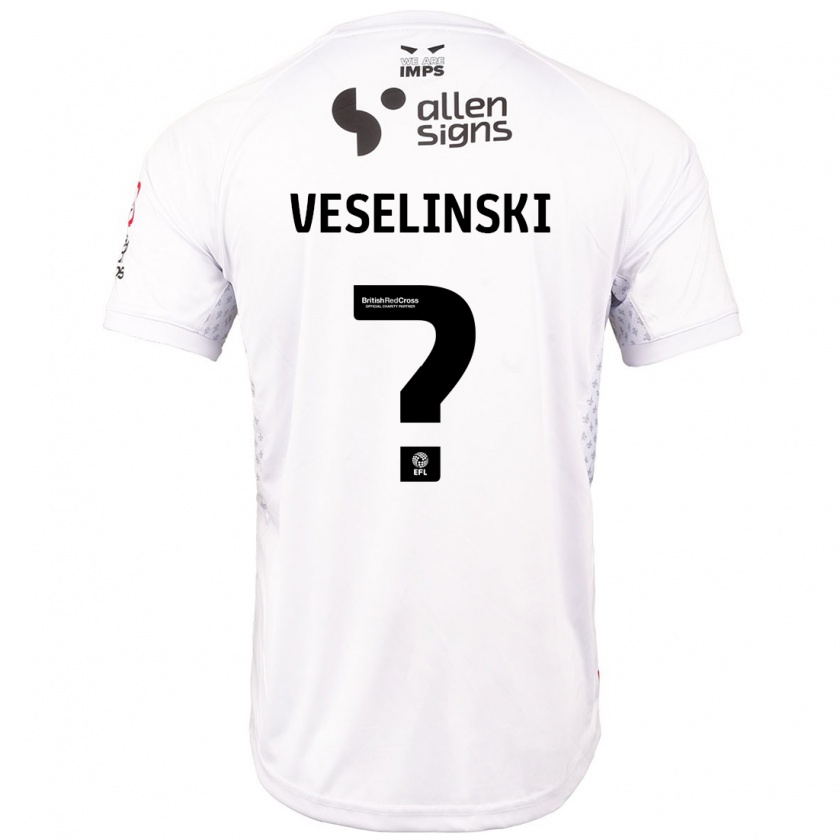 Kandiny Kinderen Aleksandar Veselinski #0 Rood Wit Uitshirt Uittenue 2024/25 T-Shirt