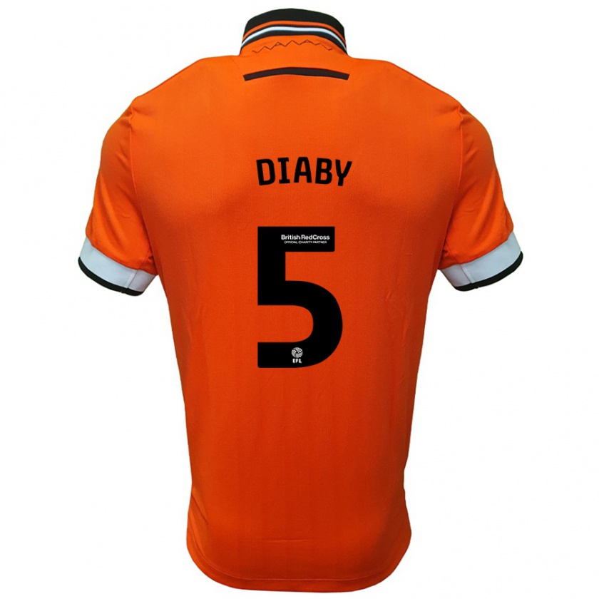 Kandiny Barn Bambo Diaby #5 Orange Vit Bortatröja Matchtröjor 2024/25 Tröjor T-Tröja