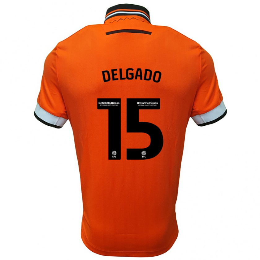 Kandiny Niño Camiseta Juan Delgado #15 Naranja Blanco 2ª Equipación 2024/25 La Camisa