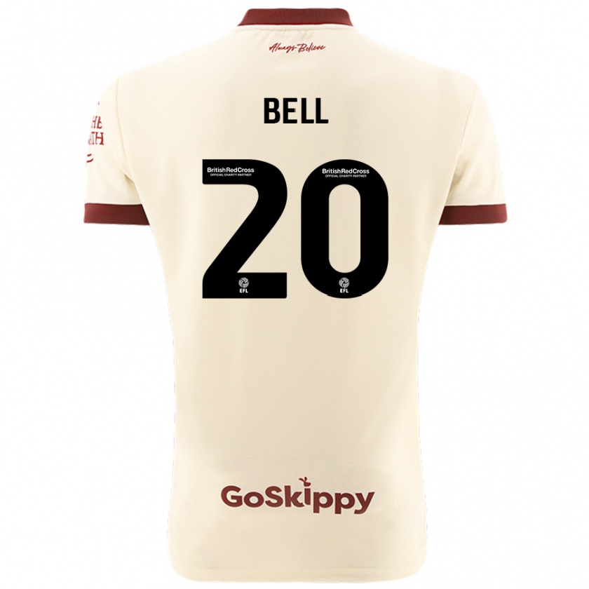 Kandiny Bambino Maglia Sam Bell #20 Crema Bianco Kit Gara Away 2024/25 Maglietta