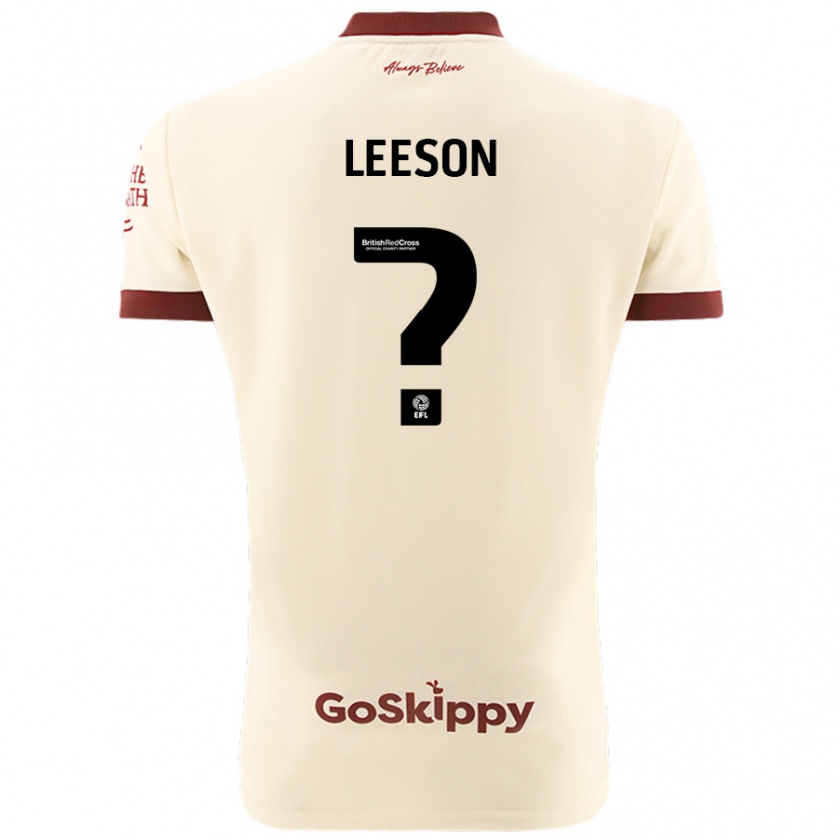 Kandiny Bambino Maglia Harry Leeson #0 Crema Bianco Kit Gara Away 2024/25 Maglietta