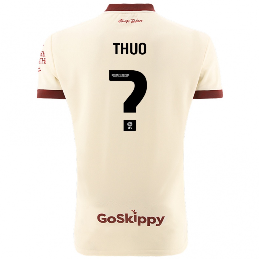 Kandiny Bambino Maglia Mark Thuo #0 Crema Bianco Kit Gara Away 2024/25 Maglietta