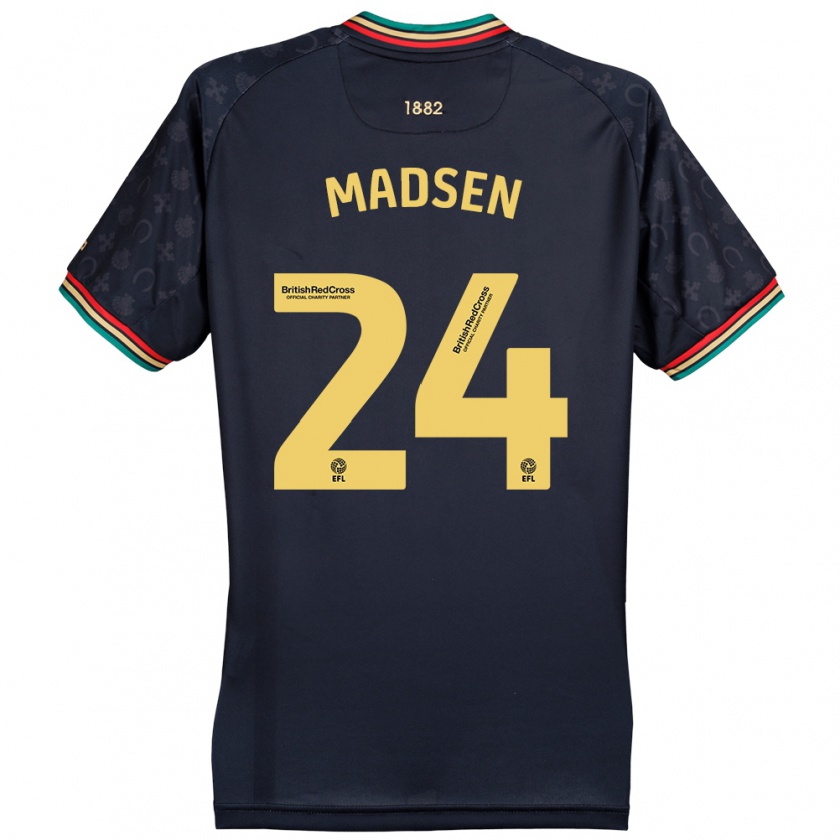 Kandiny Criança Camisola Nicolas Madsen #24 Azul Da Marinha Escura Alternativa 2024/25 Camisa Brasil