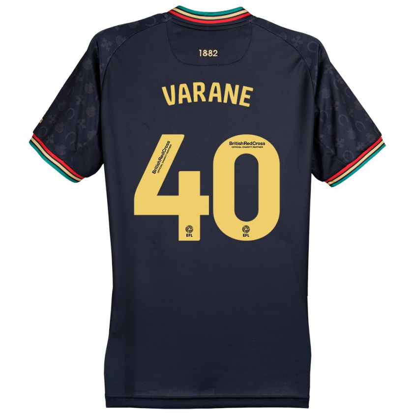 Kandiny Kinderen Jonathan Varane #40 Donker Marineblauw Uitshirt Uittenue 2024/25 T-Shirt België