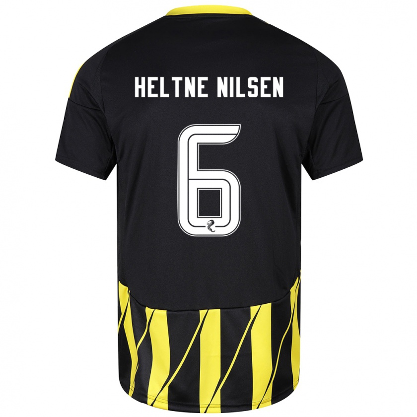 Kandiny Niño Camiseta Sivert Heltne Nilsen #6 Negro Amarillo 2ª Equipación 2024/25 La Camisa