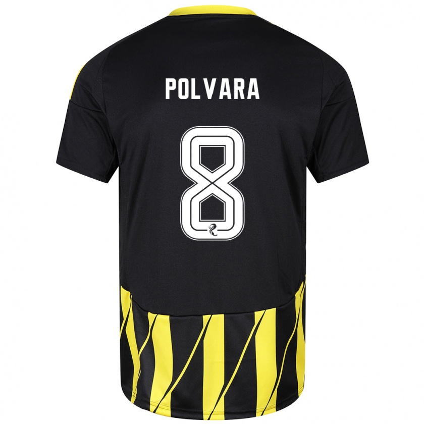 Kandiny Bambino Maglia Dante Polvara #8 Nero Giallo Kit Gara Away 2024/25 Maglietta