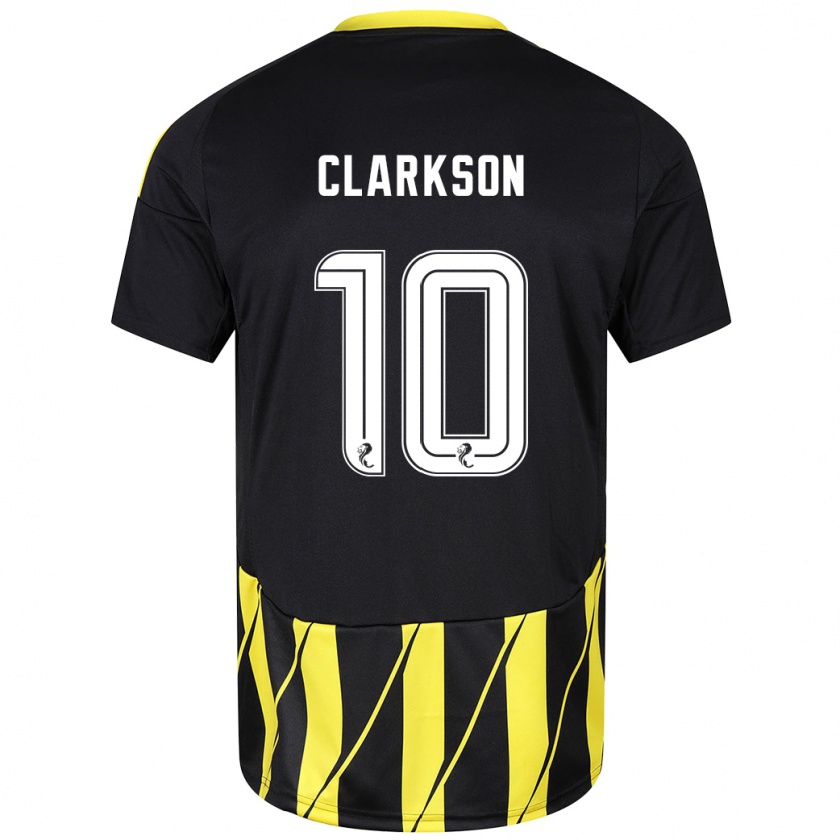 Kandiny Kinderen Leighton Clarkson #10 Zwart Geel Uitshirt Uittenue 2024/25 T-Shirt