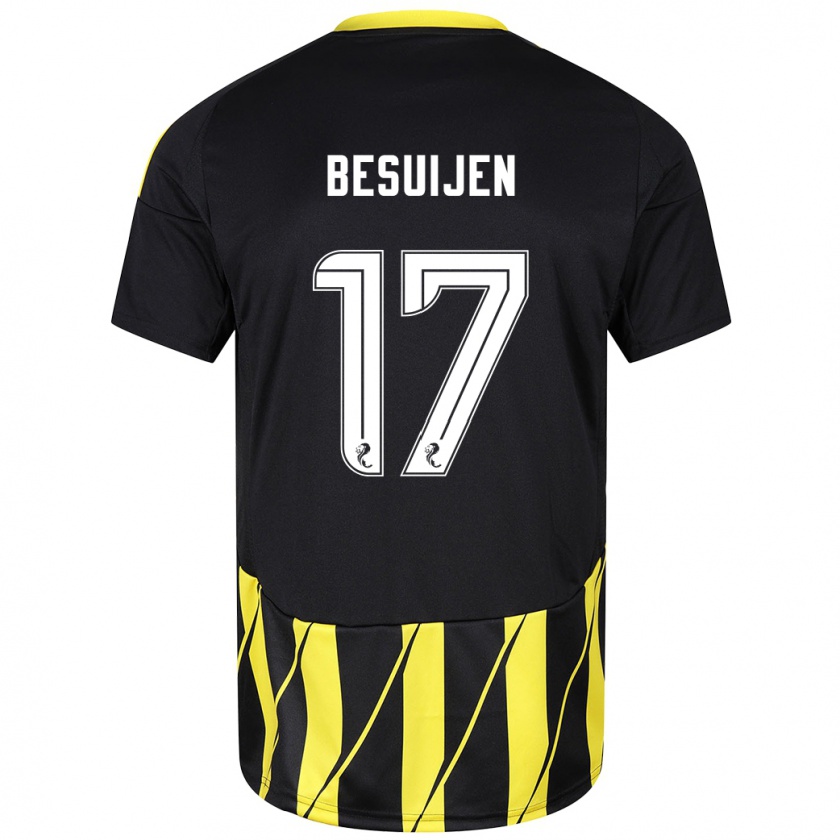 Kandiny Kinderen Vicente Besuijen #17 Zwart Geel Uitshirt Uittenue 2024/25 T-Shirt