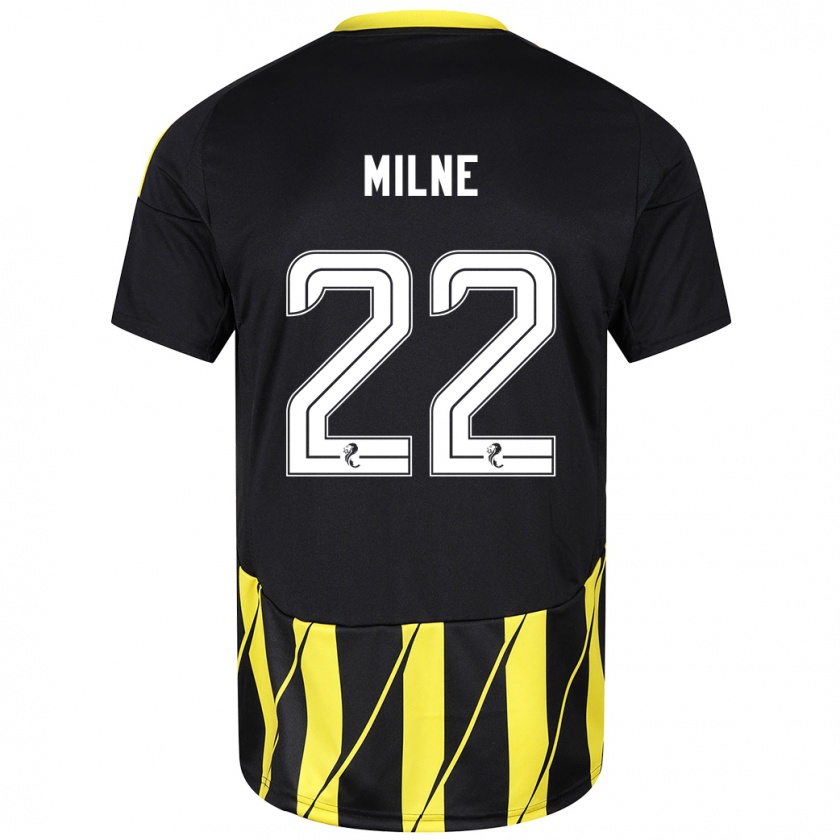 Kandiny Kinder Jack Milne #22 Schwarz Gelb Auswärtstrikot Trikot 2024/25 T-Shirt Österreich