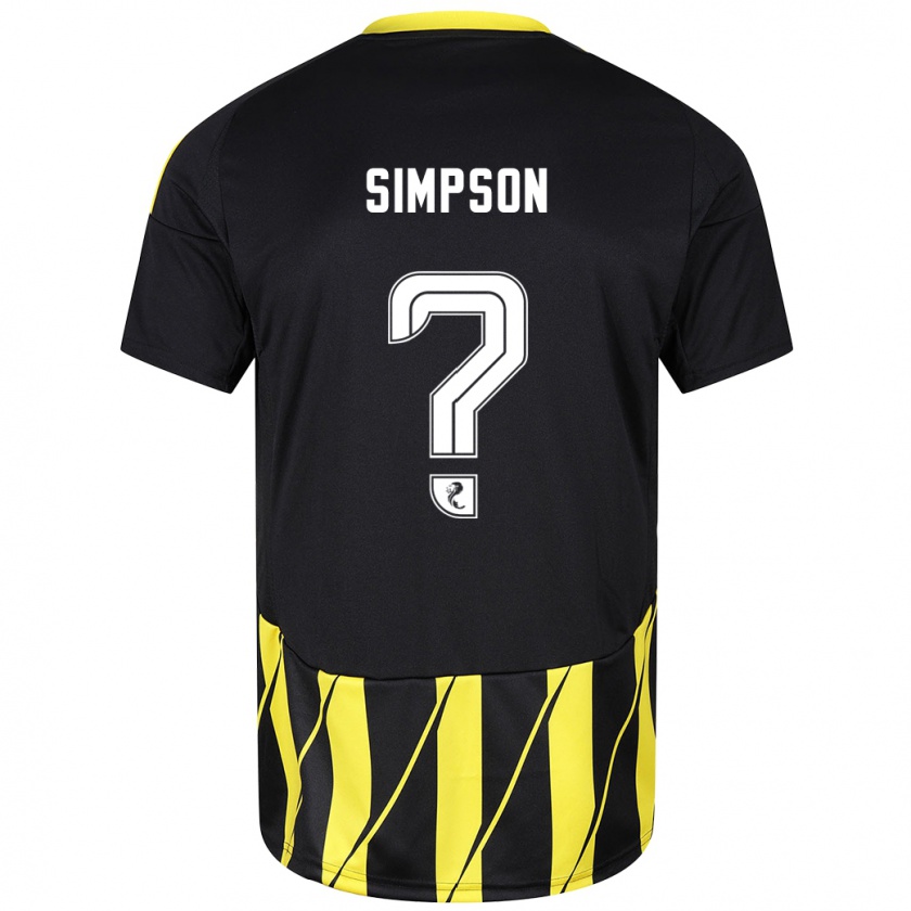 Kandiny Kinderen Theo Simpson #0 Zwart Geel Uitshirt Uittenue 2024/25 T-Shirt