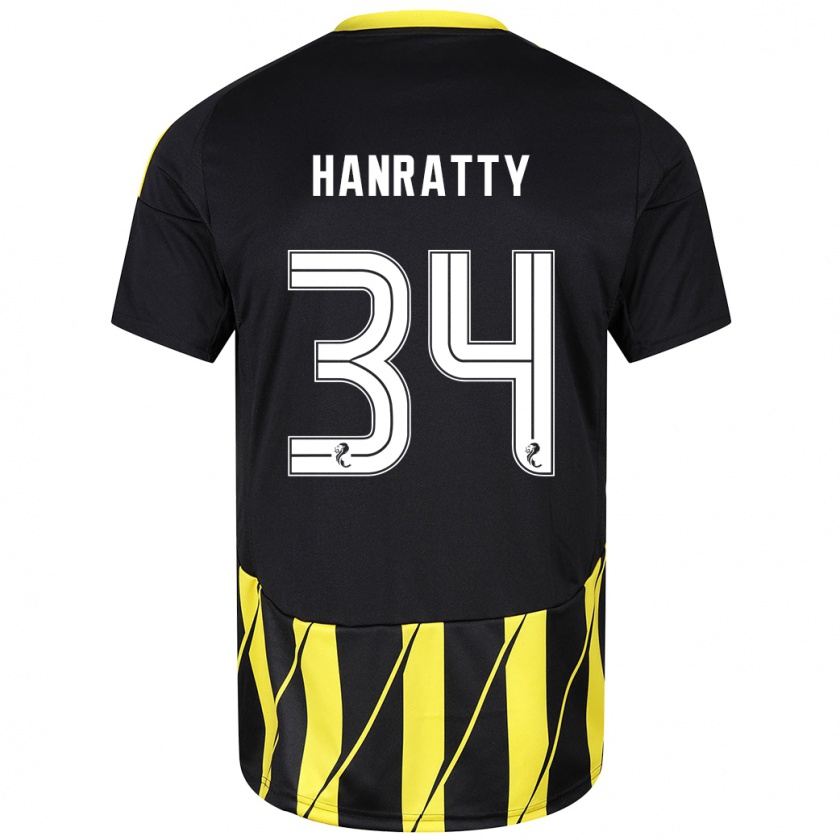 Kandiny Kinder Kevin Hanratty #34 Schwarz Gelb Auswärtstrikot Trikot 2024/25 T-Shirt Österreich