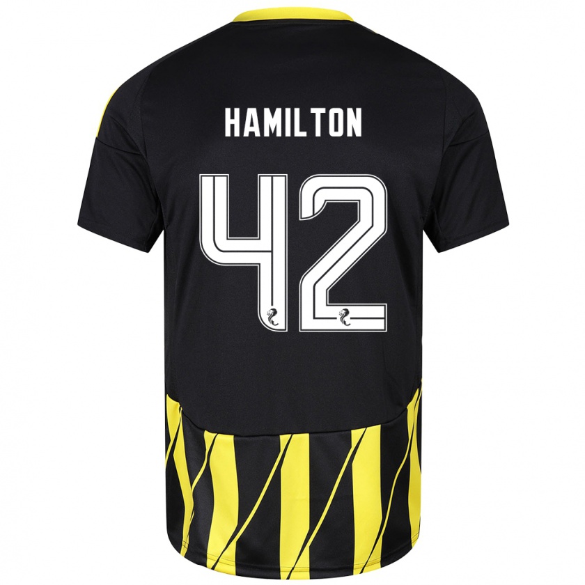 Kandiny Niño Camiseta Brendan Hamilton #42 Negro Amarillo 2ª Equipación 2024/25 La Camisa