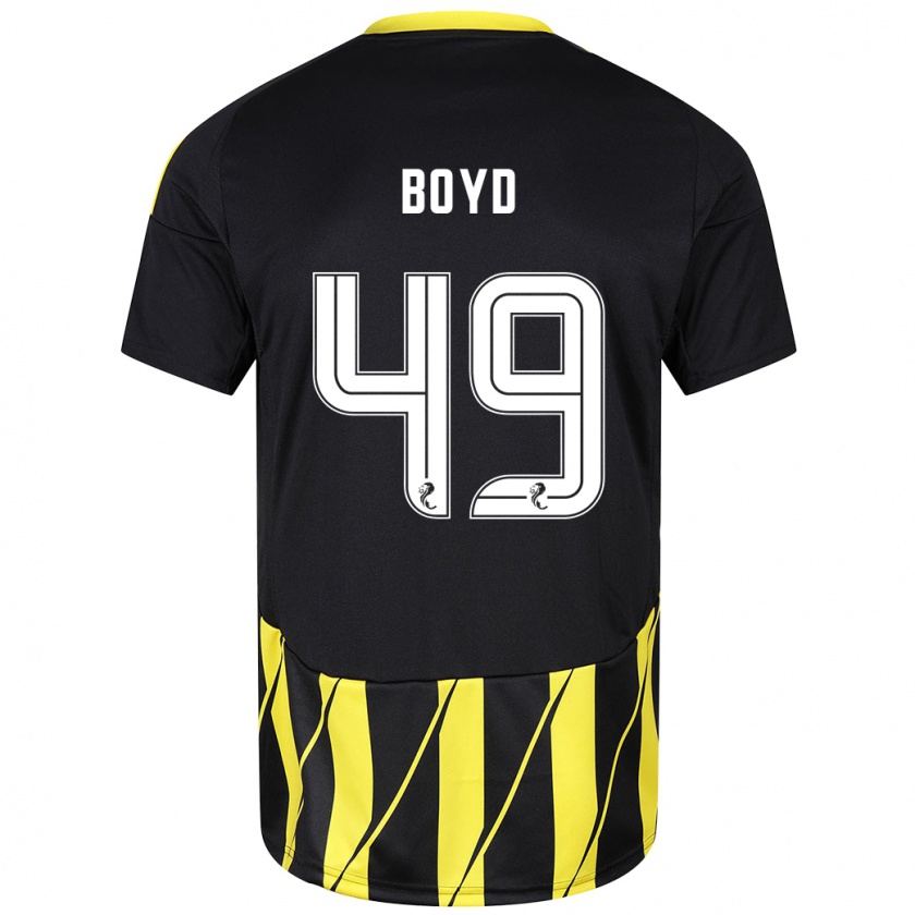 Kandiny Bambino Maglia Fletcher Boyd #49 Nero Giallo Kit Gara Away 2024/25 Maglietta