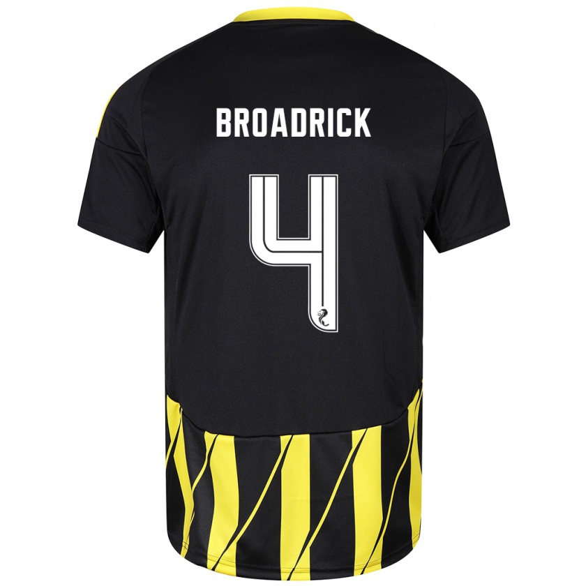 Kandiny Bambino Maglia Jessica Broadrick #4 Nero Giallo Kit Gara Away 2024/25 Maglietta