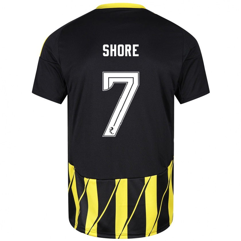 Kandiny Niño Camiseta Eilidh Shore #7 Negro Amarillo 2ª Equipación 2024/25 La Camisa