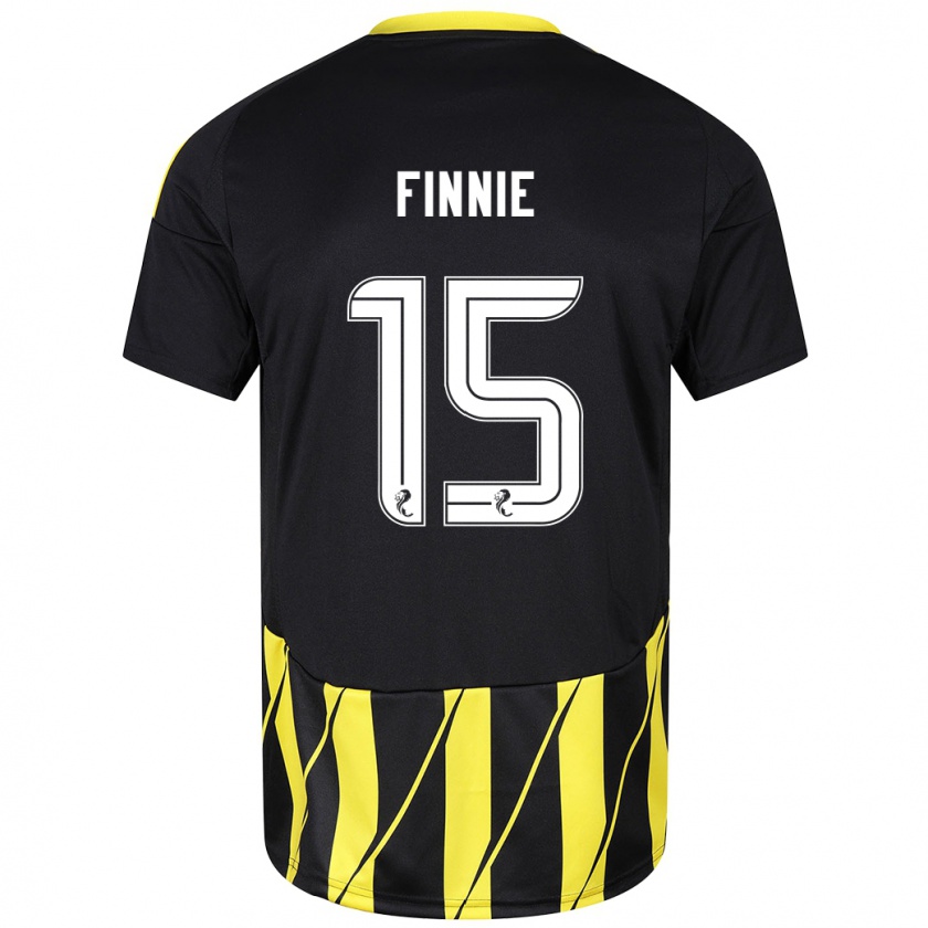 Kandiny Niño Camiseta Maddison Finnie #15 Negro Amarillo 2ª Equipación 2024/25 La Camisa