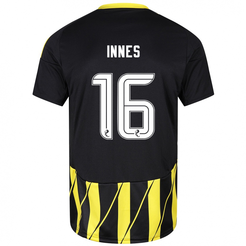 Kandiny Bambino Maglia Hannah Innes #16 Nero Giallo Kit Gara Away 2024/25 Maglietta