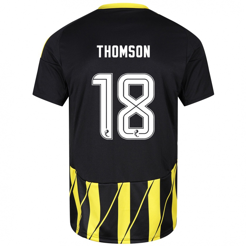 Kandiny Bambino Maglia Eva Thomson #18 Nero Giallo Kit Gara Away 2024/25 Maglietta