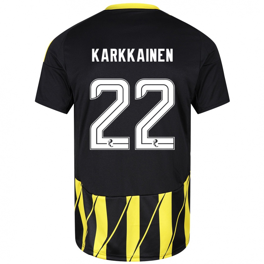 Kandiny Kinderen Elena Kärkkäinen #22 Zwart Geel Uitshirt Uittenue 2024/25 T-Shirt